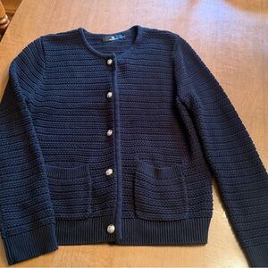 Black Textured Cardigan with Gold Buttons